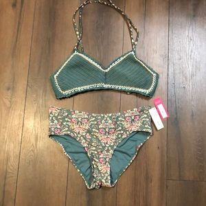 Exhilaration two piece  knit and floral bikini
